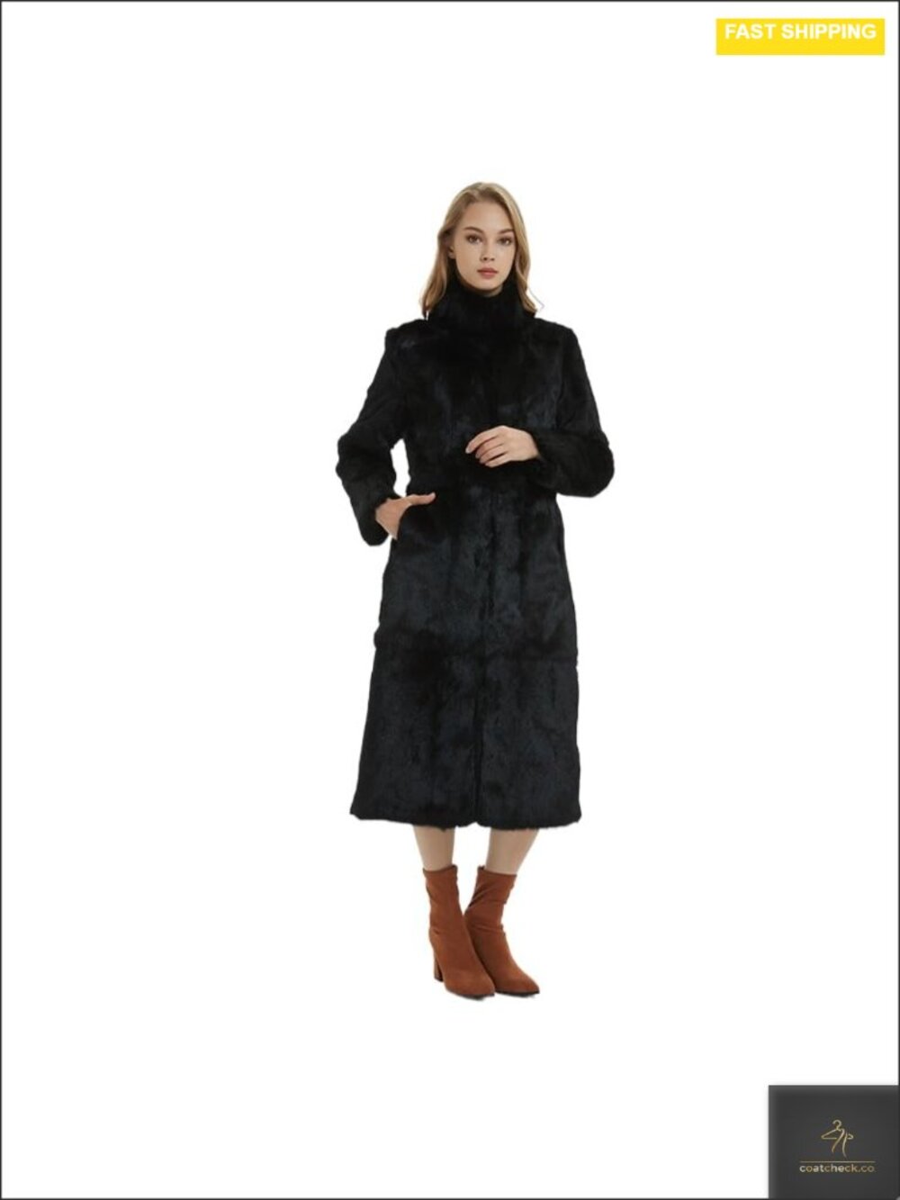 Real Fur Overcoat Women Rabbit Fur Coat Full Length Long Fur Jacket